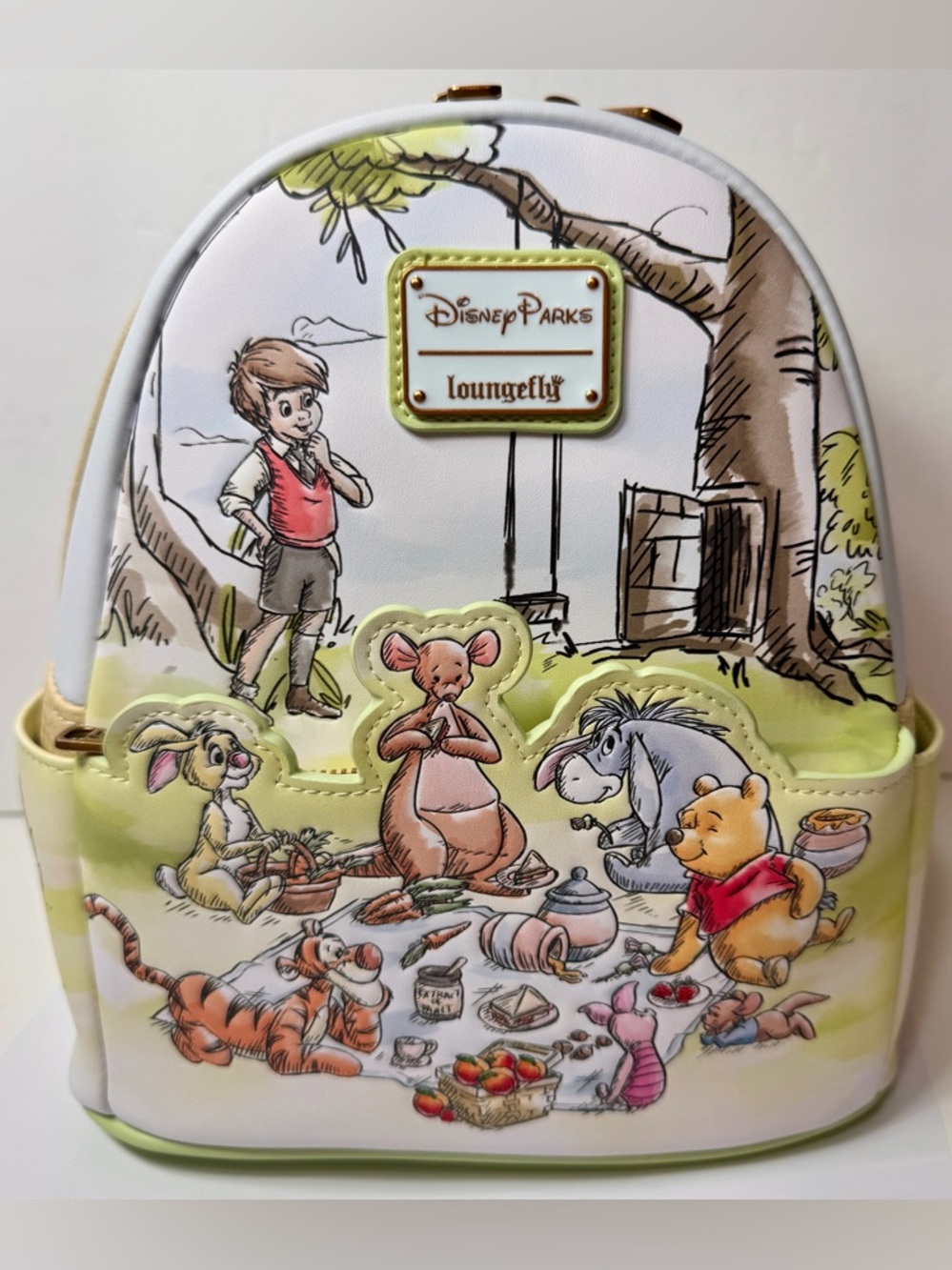 NWT. Disney Parks Winnie the Pooh and Friends Picnic Fun Loungefly Mini Backpack